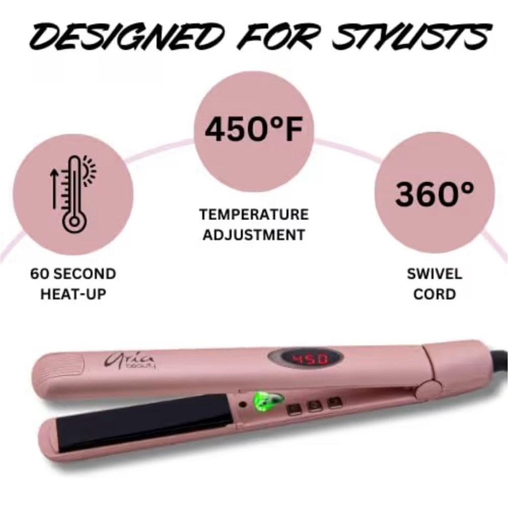 Aria Salon Series Professional 1” Flat Iron